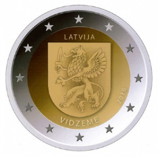 2 EURO 2016 Vidzeme UNC Letland